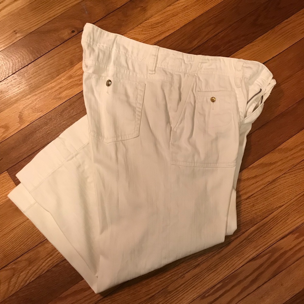 White Cotton Chaps Wide Leg Capris